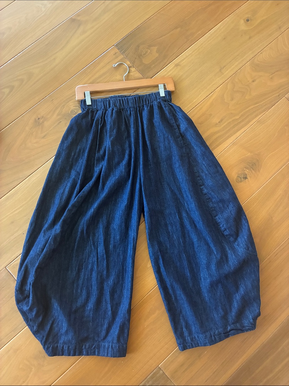 Zara Wide-Leg Indigo Blue Cotton Balloon Pants